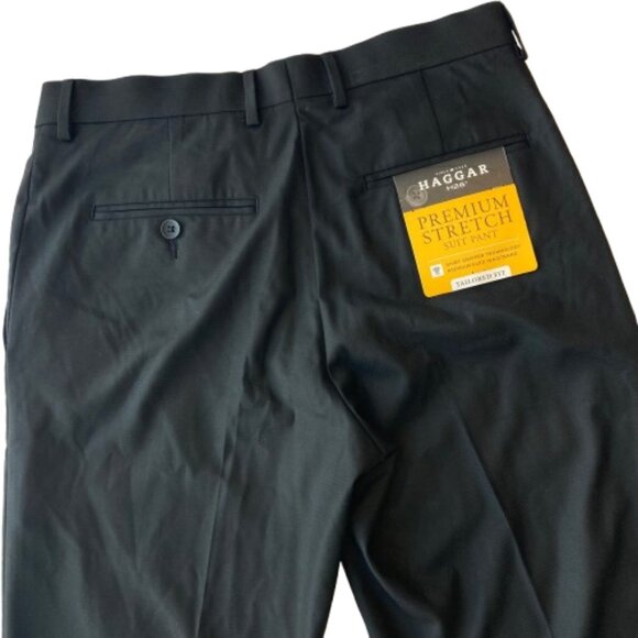 Haggar H26 Premium Stretch Suit Pant Tailored Fit 30x30 Black Shadow Check NWT - Picture 10 of 11